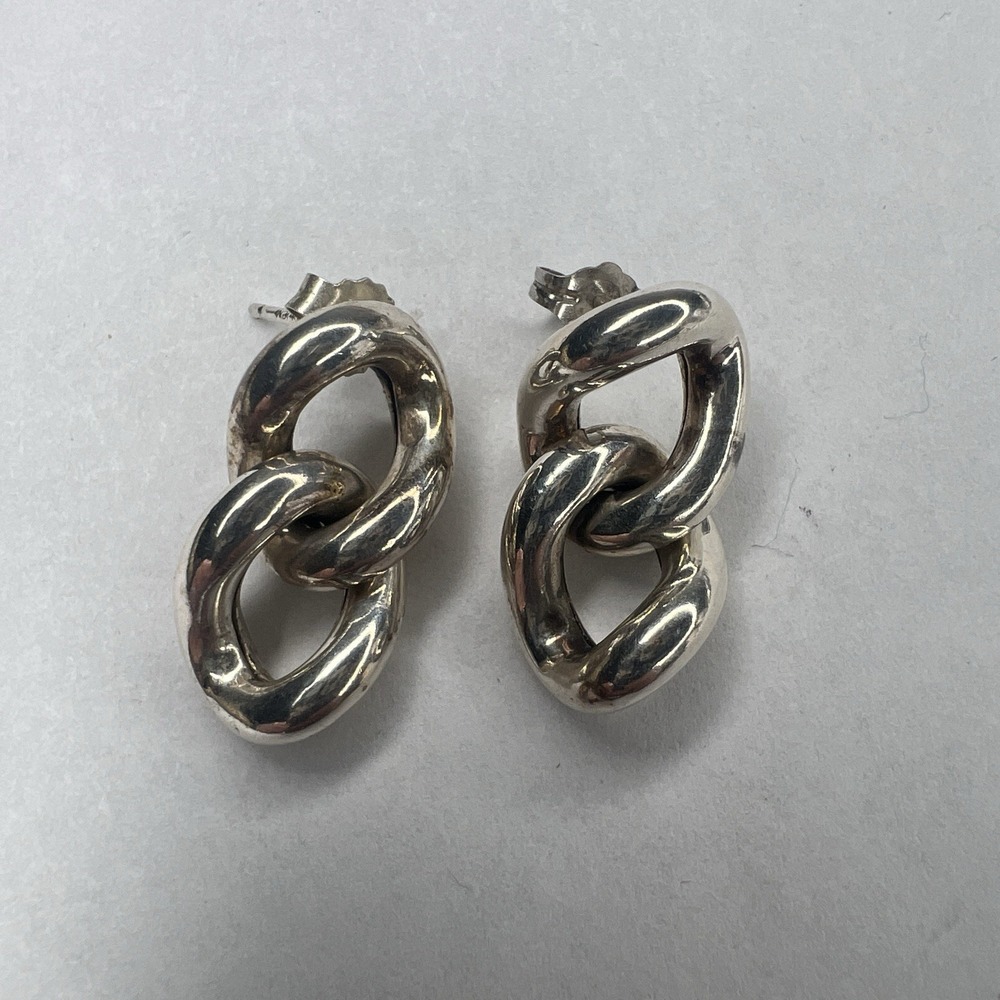 1" Silver Toned Drop Dangle Infinity Knot‎ Earrings Pierced